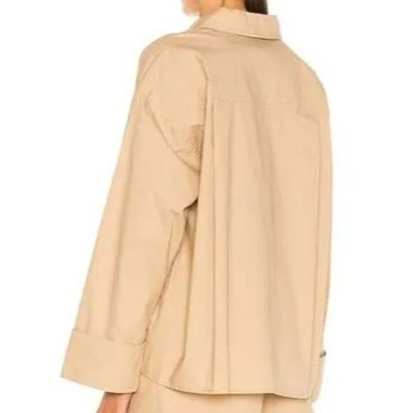 Song of Style Kelso Top 100% Cotton Sand Beige Oversized Button Up Shirt Size S - Picture 3 of 15